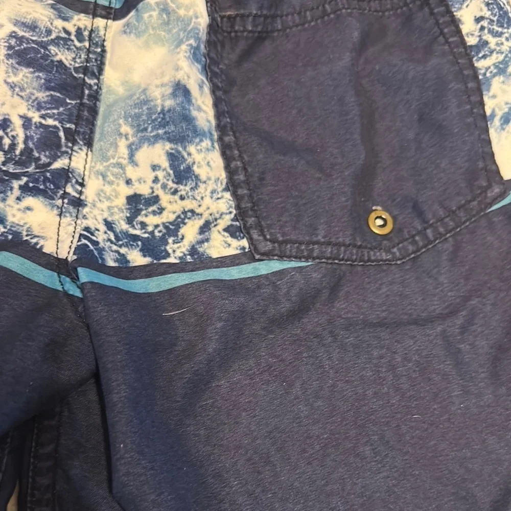 Old Navy Kids Swim Trunks - Navy Blue with Ocean Print 14/16 XL